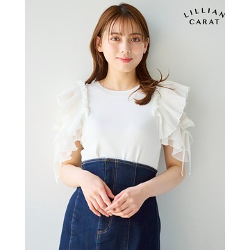 【LILLIAN CARAT】白色細褶荷葉袖上衣 O6U31011