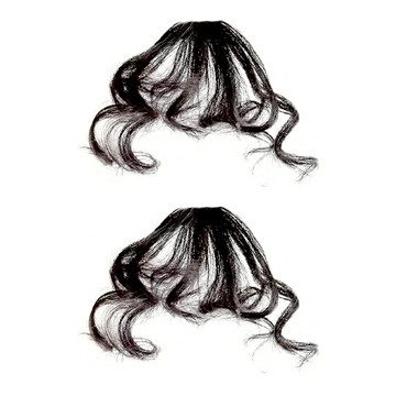 捲髮仿真人瀏海補髮假髮片  黑色  1組