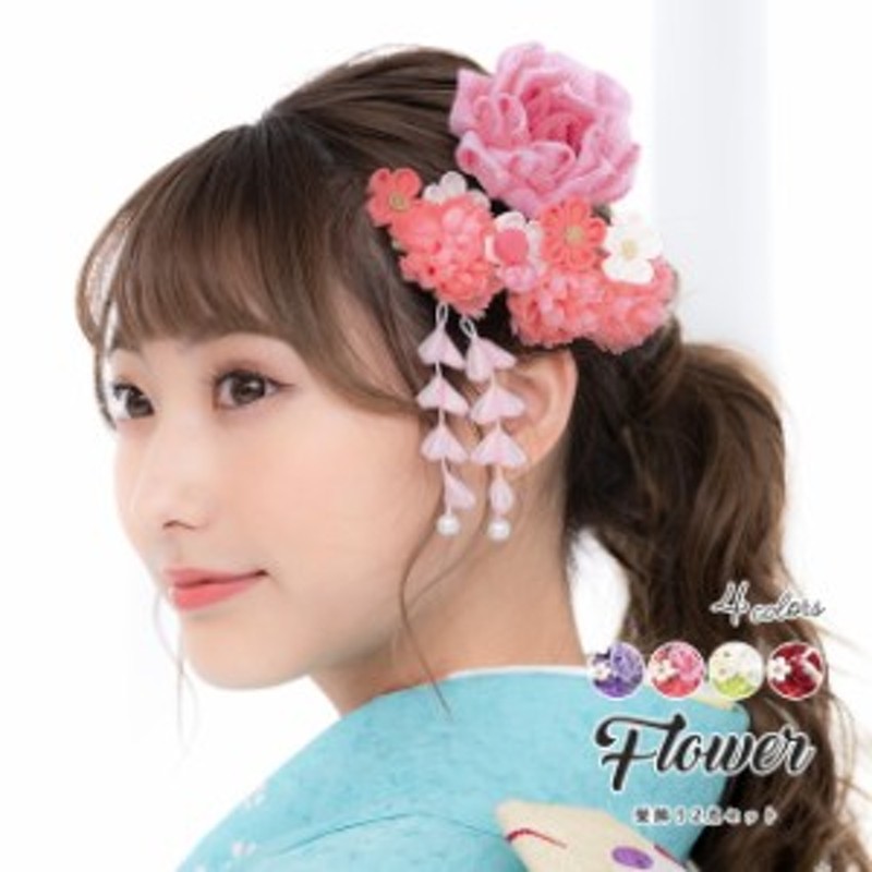 成人式 髪飾り 成人式の髪飾り つまみ細工 振袖 薔薇 鶴 ピンク コーム