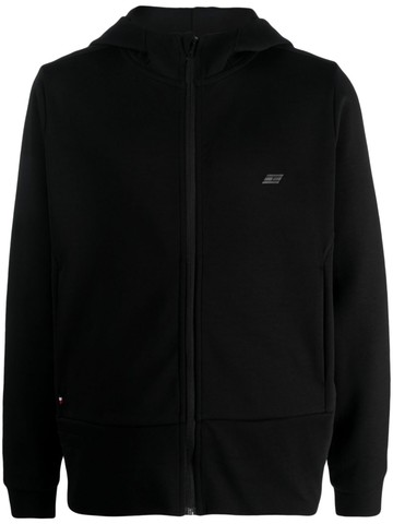Tommy Hilfiger - logo-embroidered zipped hoodie - men - Polyester/Polyester/Cotton/Cotton - S - Black