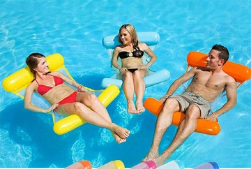 水上充氣吊床沙發浮床可折疊夏季靠背浮排水上躺椅泳池派對