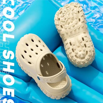 日本MUJU無印6.0增高洞洞鞋男夏季厚底開車拖鞋情侶外穿沙灘鞋女.