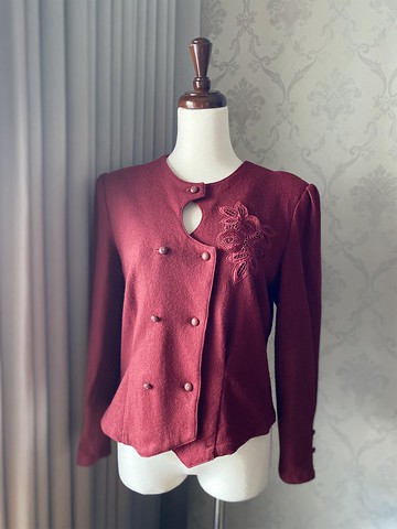 古典挖口刺繡毛料古著外套日本製