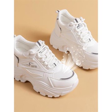 網面內增高8cm老爹鞋女小個子超火爆款潮2025春秋休閑運動小白鞋