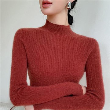 【米蘭精品】現貨+預購 100%羊毛衣針織衫發熱衣長袖保暖內搭加絨寬鬆大碼休閒-高領無縫女上衣11色74nc12