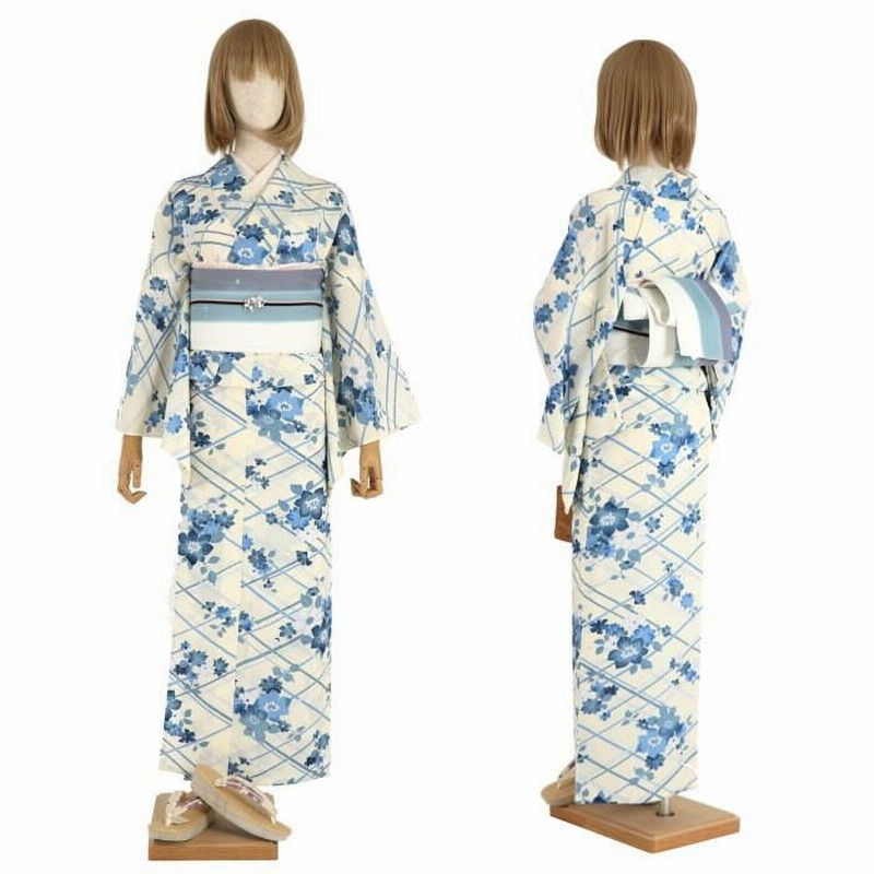 夏着物　浴衣　広襟仕立て　七宝柄 浴衣 本麻 近江ちぢみ 瑞雲 グレー レディース 吉兆文様 古典柄