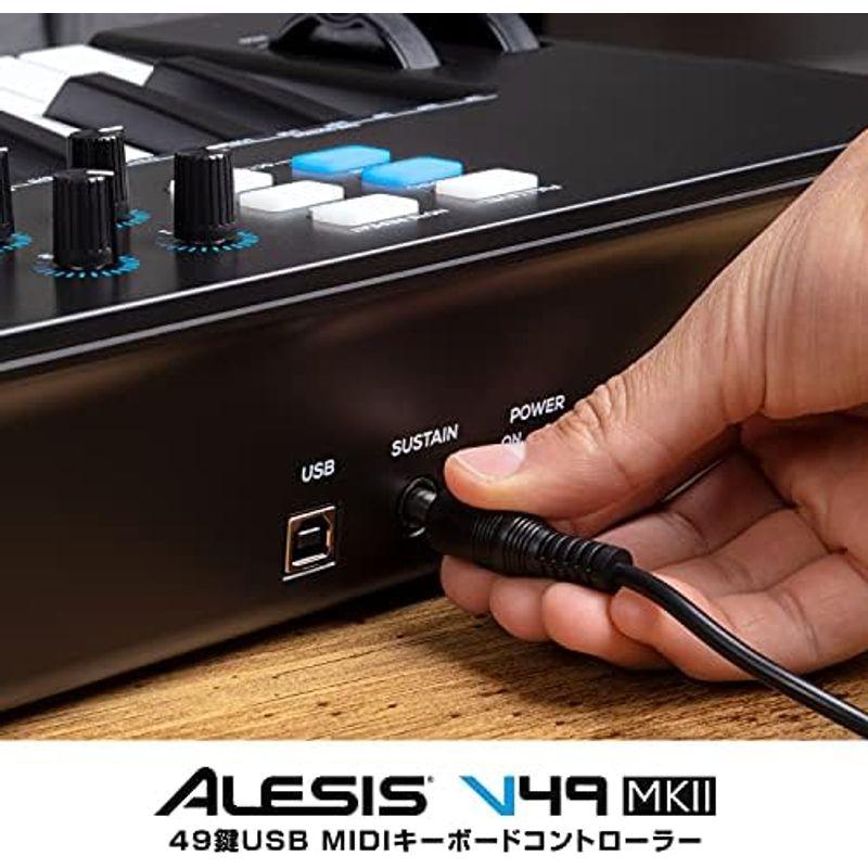 キーボード Alesis USB MIDIキーボードコントローラー 49鍵ベロシティ対応FULL LEVELモード対応の8 つのドラムパッド、アルペジエ