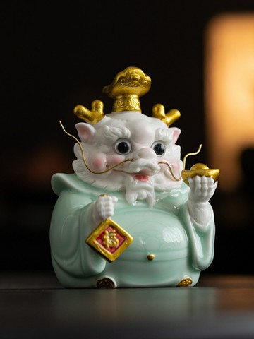 國潮生肖龍王擺件招財桌面裝飾擺設龍年吉祥物公司新年禮品