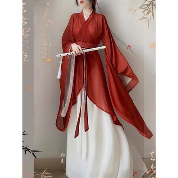 漢服女戰國袍魏晉風紅色大袖中國風仙氣顯瘦交領右衽襦裙俠客套裝
