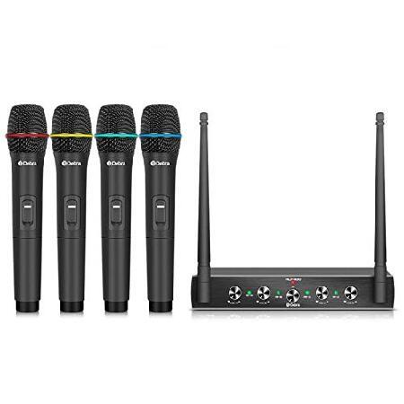 Debra Audio Pro UHF Channel Wireless Microphone System with Cordless Handheld Lavalier Headset Mics, Metal Receiver, Ideal for Karaoke Church Party