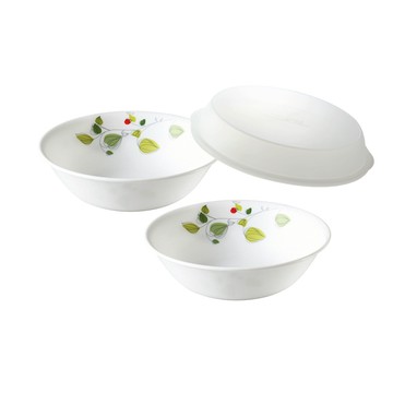 【美國康寧 CORELLE】 綠野微風2件式湯碗組(加贈微波蓋X1)