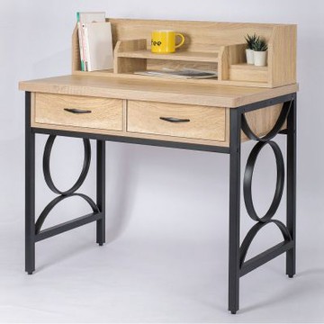 文創集 米安哥雙色3.2尺二抽書架書桌組合(二色可選)-97x59x104cm免組