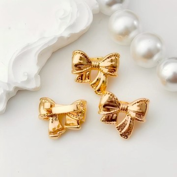 ADJ2191【單品滿5件送1件】保色14K包金色保色 花邊蝴蝶結帶吊環耳環手工diy耳環耳飾品配件耳針材料