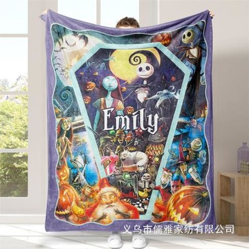 萬圣節圣誕節驚魂一夜法蘭絨毛毯 節日禮物 床上用品客廳沙發懶人