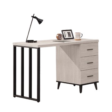 【MUNA家居】麥利雅白橡木4尺書桌/641鐵側板