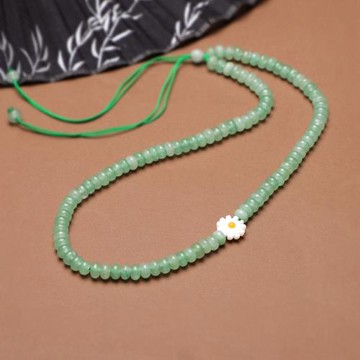 天然東陵玉貝殼項鏈新中式文藝鎖骨鏈原創設計感小眾ins串珠頸鏈