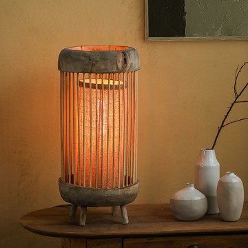 手作原木三腳落地燈客廳沙發旁擺件氛圍燈復古侘寂風民宿臥室擺設