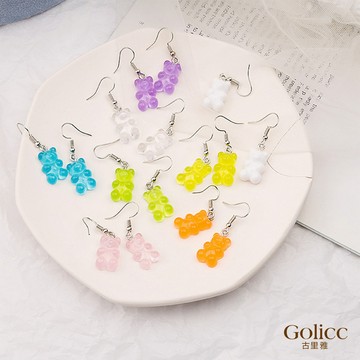Gulicc 耳環 糖果色 小熊軟糖吊墜耳環