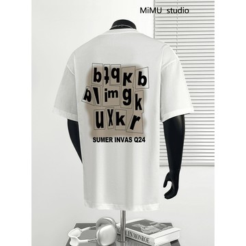 【MiMU】潮牌字母印花t恤 男生短袖 寬鬆上衣 短T 純棉 短袖上衣 oversized 棉t 大尺碼男生衣服 t恤男
