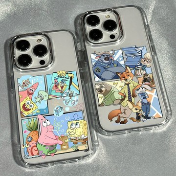 瘋狂動物適用iPhone16 pro電鍍手機殼蘋果15pro可愛11卡通派大星14/13化妝忌廉12pro創意xr女款