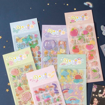 🍋檸檬青🍋新款現貨特價售完無補超美閃閃星光系列PET防水燙金基礎裝飾貼紙6款3張入手帳裝飾素材