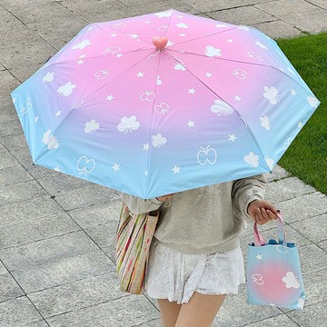 遇水現花變色雨傘晴雨兩用傘高質感防曬防紫外線太陽傘摺疊遮陽傘