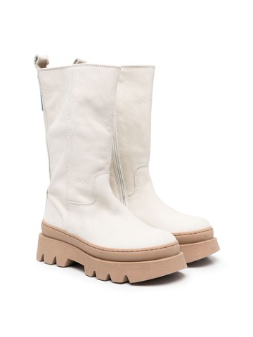 Monnalisa - ankle-length ridged-sole boots - kids - Rubber/Calf Leather/Calf Leather - 27 - White
