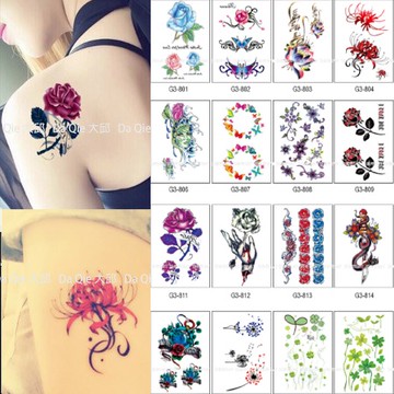 柔美花卉款 幸運草 玫瑰花 共2000款👑大邱紋身👑【T08G】TATTOO 防水 紋身貼紙刺青貼紙紋身貼刺青貼 T08