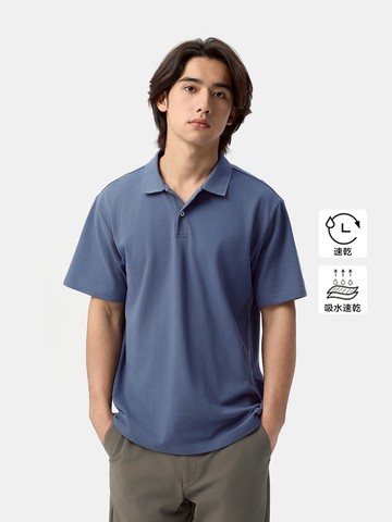 男裝 短袖POLO衫-灰藍色