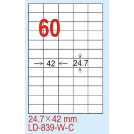 【龍德】 LD-839(直角-五色) 雷射、噴墨、影印三用電腦標籤 24.7x42mm 20大張/包【領券滿額再折千12/31止】