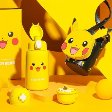 【BEDDYBEAR】杯具熊口袋皮卡丘聯名保溫杯四葉草兒童保溫壺 630ml