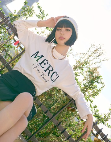 Merci巴黎凸繡長TEE