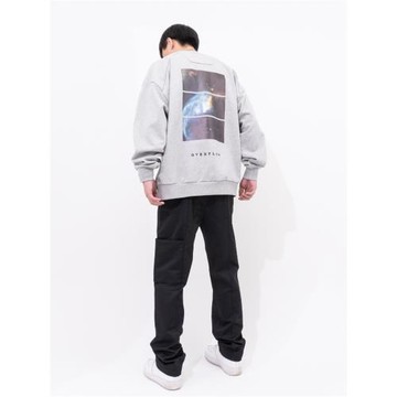 OVERFLOW 春季百搭潮流宇宙印花刺繡logo設計落肩套頭圓領衛衣