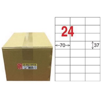 【龍德】LONGDER 三用電腦標籤 A4 24格 37*70mm可再貼1000張/箱 LD-802-WR-B(適用雷射、噴墨、影印)