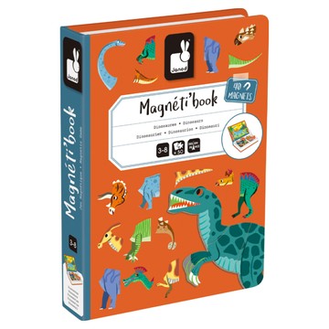 Janod 磁鐵遊戲書 造型圖像卡 10張 + 磁貼 40片  1個  恐龍世界