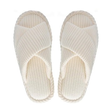 AHOYE 棉麻蝴蝶扭結造型拖鞋/防滑居家室內拖鞋  米白色  255mm