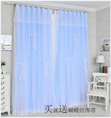 大牌公主風窗簾女孩蝴蝶結窗簾飄窗臥室定制婚房窗簾特價