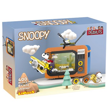 LiNooS 史努比復古燈光電視機 埃及探險  樂高相容  豐富場景+公仔+配件  培養邏輯與建構能力  訓練小手肌肉發展  積木有小機關  1盒