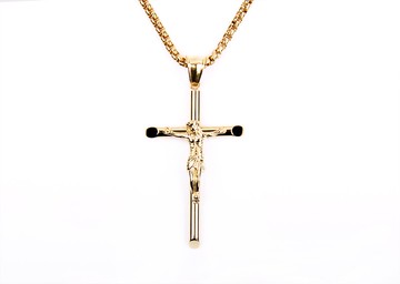18K GOLD PLATED CROSS JESUS NECKLACE 鍍金耶穌十字架項鏈男女