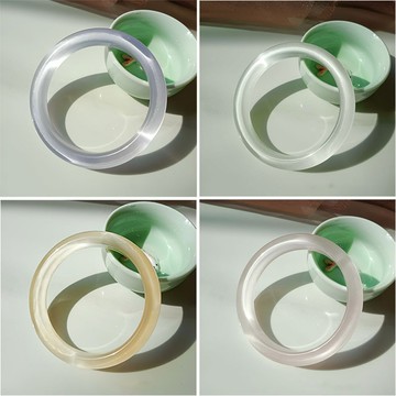 猫眼石手镯 白月光冰透猫眼手镯 玉手镯