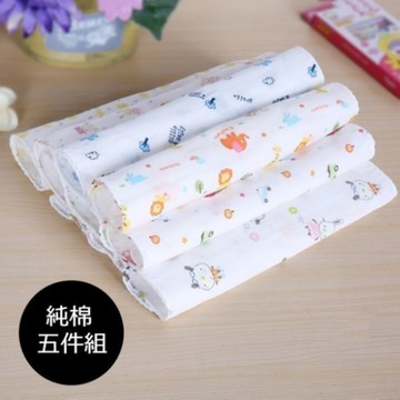 漂亮小媽咪 【BW2560】 寶寶 紗布方巾 五入組  寶寶 紗布巾 純棉 雙層 紗布 手帕 口水巾 五條一組
