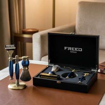 【FREED】五刀式古銅刮鬍刀豪華禮盒四件組 - 帝王藍