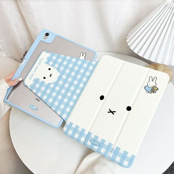 粉系米菲兔 720° 旋轉 iPad 保護殼 亞克力硬殼 適用 Air5/iPad9/10 代防彎平板套
