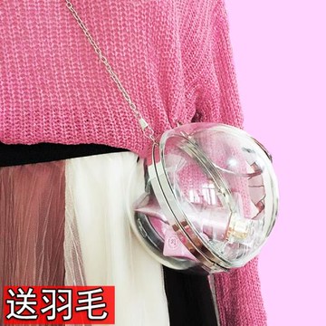 2023新款鏈條亞克力透明包包圓球形小包果凍手提包小香風晚宴包女