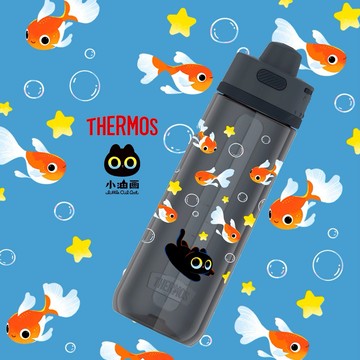 插畫家 小油画 限量款😺【THERMOS 膳魔師】彈蓋輕水瓶710ml(TP4329LOA-DB)