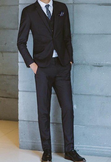 FINDSENSE品牌 韓國男 修身西裝 三件式西裝外套 成套西裝 西裝外套 外套+背心+褲子