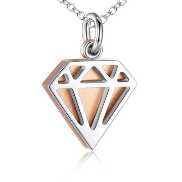 項鍊．鑽石造型．短鏈．客製刻字．白鋼．可戴著洗澡