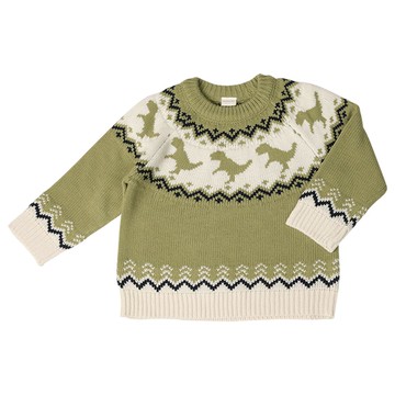 akachan honpo - 針織休閒上衣-恐龍-綠色