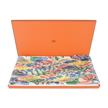 Hermes 愛馬仕 Twilly au Bloc 90 cm手工捲邊和手工百褶斜紋真絲方巾(藍/玫瑰/綠)