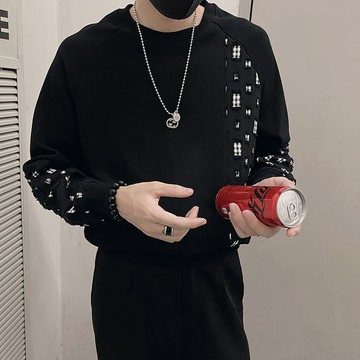 新品【秋冬】男上衣長袖大學T小衆設計感時尚休閒高級感男士秋天格子外套